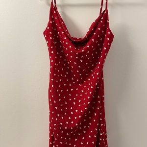 Silky red midi dress